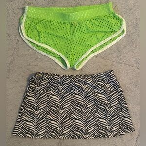 COVER-UP BUNDLE | Neon Green Mesh Mini Shorts & Zebra Print Swim Skirt | Size: S